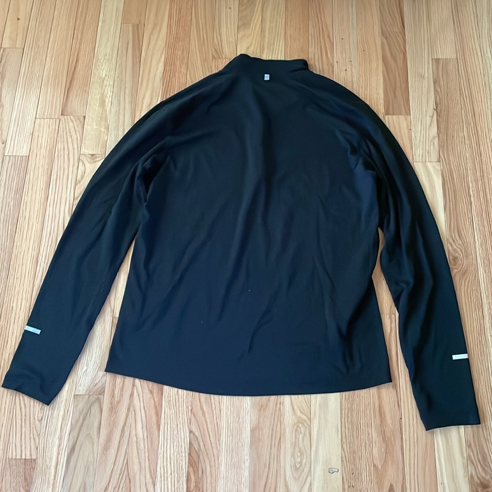 Nike 1/4 Zip Pullover Mens Large Black White Swoosh Logo Sweatshirt Running Gym - Picture 9 of 10
